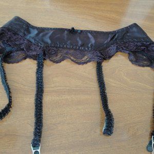 Black lace satiny garter belt